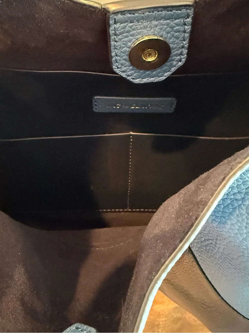 Michael Kors Junie Two Tone Blue Navy Med Large Hobo Shoulder Bag Dark Chambray